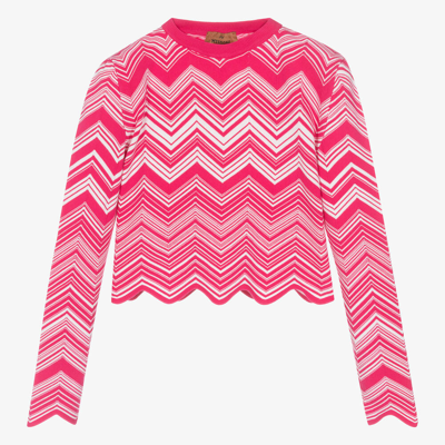 Missoni Kids' Girls Pink Knitted Zigzag Sweater