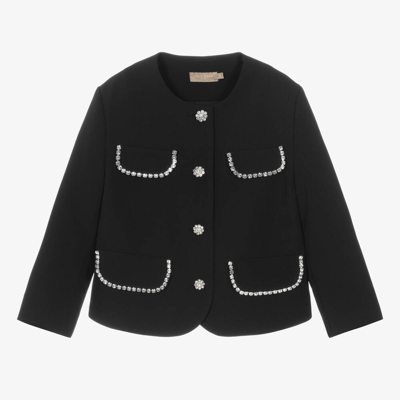 Elie Saab Teen Girls Black Jewel Embellished Jacket