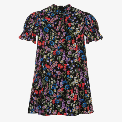 Dolce & Gabbana Kids' Floral-print Mini Dress In Black