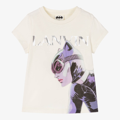 Lanvin Kids' Girls Ivory Cotton Catwoman T-shirt
