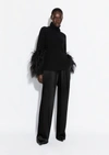 LAPOINTE CASHMERE SILK TURTLENECK WITH FEATHERS