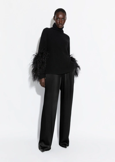 Lapointe Cashmere Silk Turtleneck With Feathers In L