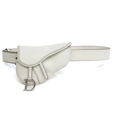 Dior Saddle White Leather Clutch Bag ()