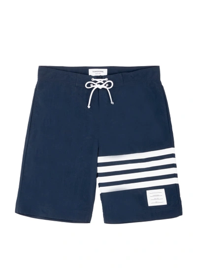 Thom Browne Long-length Striped Swim Shorts In Navy