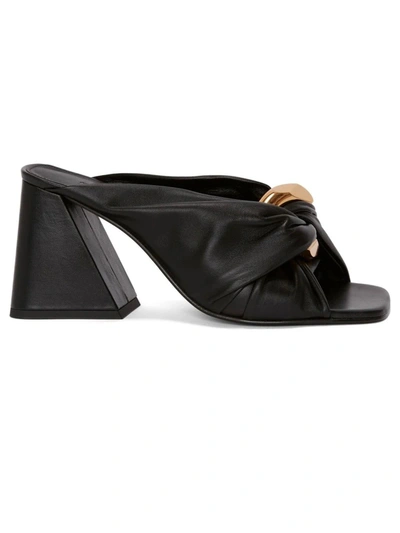 Jw Anderson Twisted Chain Leather Mules In Nero