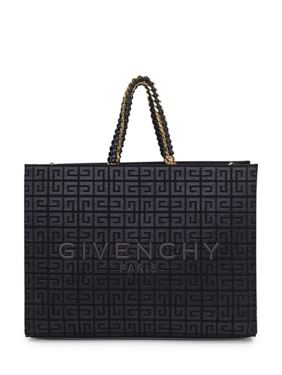 Givenchy 4g Embroidered Medium Shopping Bag In Black