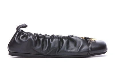 Jw Anderson Decorative-buckle Leather Ballerina Shoes In White