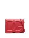 Dolce & Gabbana Logo Leather Shoulder Bag In Red