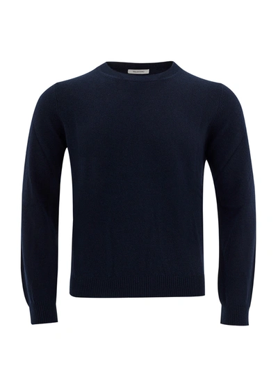 Valentino Basic Blue Cashmere Blend Round Neck Jumper