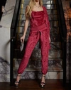 LAMADE VELVET JOGGER WITH SATIN SASH IN RUBY RED
