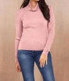 LAMADE ANDRE LONG SLEEVE SNAP TURTLENECK TOP IN PINK QUARTZ