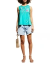 JOHNNY WAS MATRINE KNIT TANK IN TROPICAL TEAL