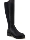 Kenneth Cole Reaction Tate Jewel Stretch Womens Block Heel Side Zip Knee-high Boots In Black