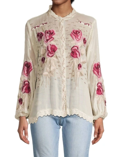Johnny Was Rosalia Blouse Top In Shell In White