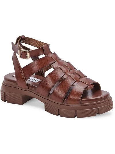 Aqua College Hannah Womens Buckle Open Toe Strappy Sandals In Brown