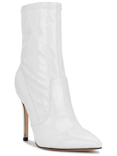 Nine West Jody 3 Womens Patent Pointed Toe Booties In White