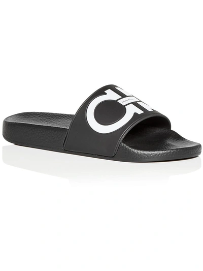 Ferragamo Groovy Womens Slip On Summer Slide Sandals In Black