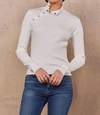 LAMADE ANDRE LONG SLEEVE SNAP TURTLENECK TOP IN WHITE