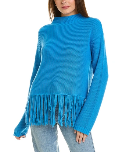 Hannah Rose Hadley Mock Neck Cashmere-blend Sweater In Blue