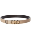 Ferragamo Gancini Reversible & Adjustable Leather Belt In Beige
