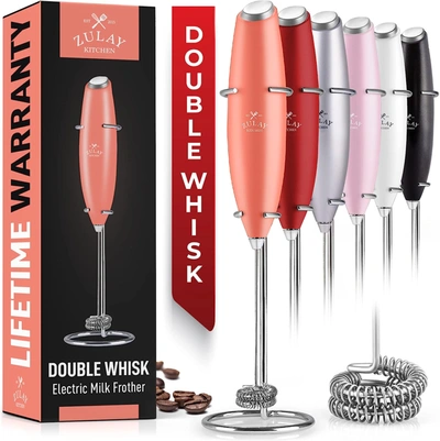 Zulay Kitchen Handheld High Powered Double Whisk Milk Frother In Beige