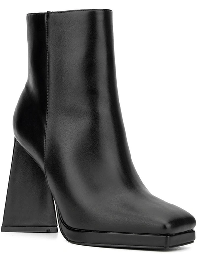 New York And Company Womens Ankle Zip Up Ankle Boots In Black