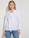 Misook Tie Neck Poplin Blouse In White