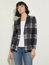 Misook Plaid Tailored Knit Blazer In Multi