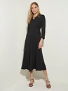 Misook Structured Waist Crepe De Chine Dress In Black