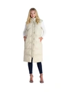 Avec Les Filles Womens Faux Leather Longline Vest In Beige