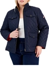 Tommy Hilfiger Plus Size Quilted Stand-collar Jacket In Blue