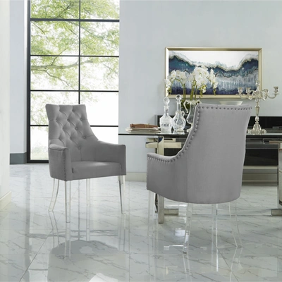 Inspired Home Hester Linen Acrylic Leg Dining Chair Set Of 2, Light Grey