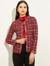 Misook Eyelash Tweed Plaid Knit Jacket In Multi
