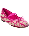 Valentino Toile Iconographe Leather-trimmed Ballet Flats In Pink