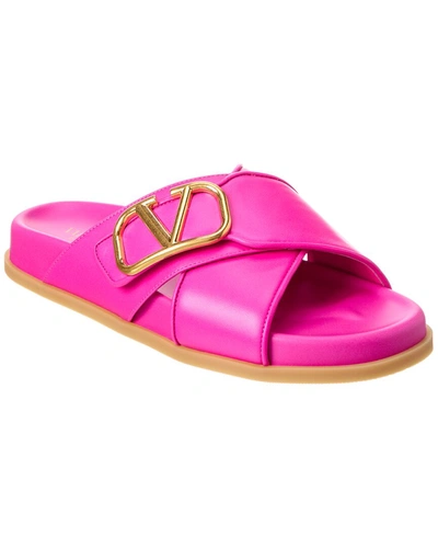 Valentino Garavani Vlogo Signature Leather Sandal In Pink