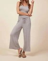 LAMADE SHIRRED BACK CROP CULOTTE PANT IN HEATHER GREY