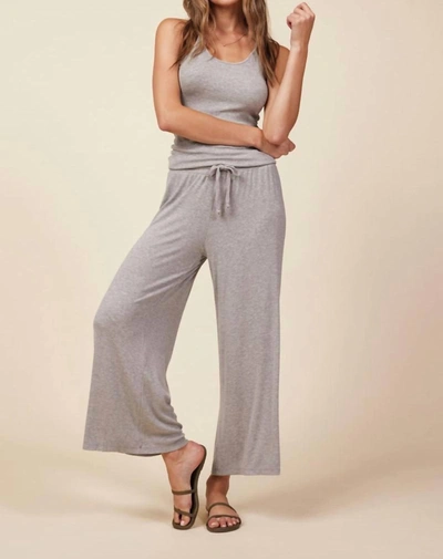 Lamade Shirred Back Crop Culotte Pant In Heather Grey