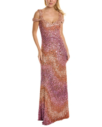 Theia Beaded Gown In Purple