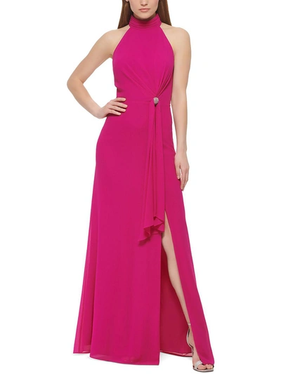 Vince Camuto Womens Ruffled Full Length Evening Dress In Pink