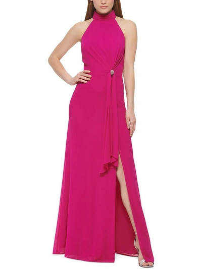 Vince Camuto Womens Ruffled Full Length Evening Dress In Purple