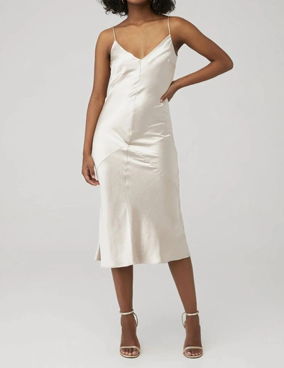 Line And Dot Dolly Satin Dress In Oyster In White