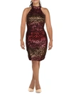 B DARLIN PLUS WOMENS SEQUINED MIDI COCKTAIL AND PARTY DRESS