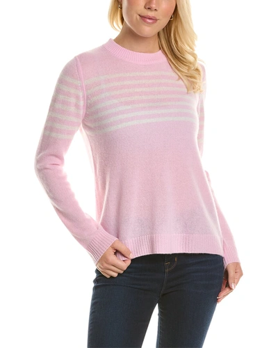 Hannah Rose Phoebe Stripe Cashmere Sweater In Pink