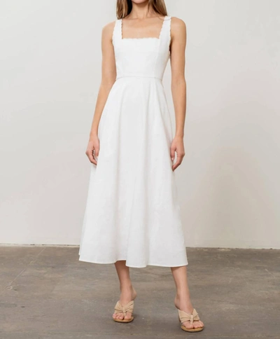 Moon River Scallop Smock Dress In White