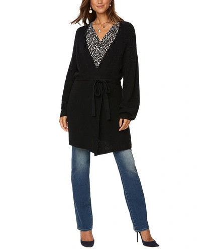 Nydj Poet Sleeve Wool-blend Cardigan In Black