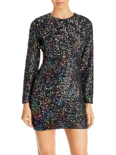AQUA WOMENS SEQUINED MINI COCKTAIL AND PARTY DRESS