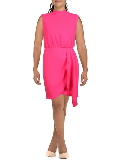 Trina Turk Womens Blouson Midi Wrap Dress In Pink