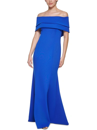 Vince Camuto Womens Drapey Long Evening Dress In Blue