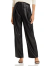 MOTHER WOMENS FAUX LEATHER HIGH WAIST WIDE LEG PANTS