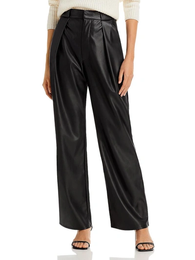 Mother Womens Faux Leather High Waist Wide Leg Pants In Black